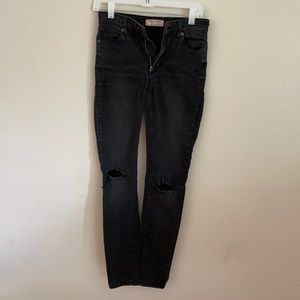 Guess Jeans Black Gray Distressed Knee Skinny Jeans 1981 Skinny Jeans Size 26